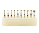 Kit de 10 fraises diamantées grain moyen têtes rondes FG - Safe Implant